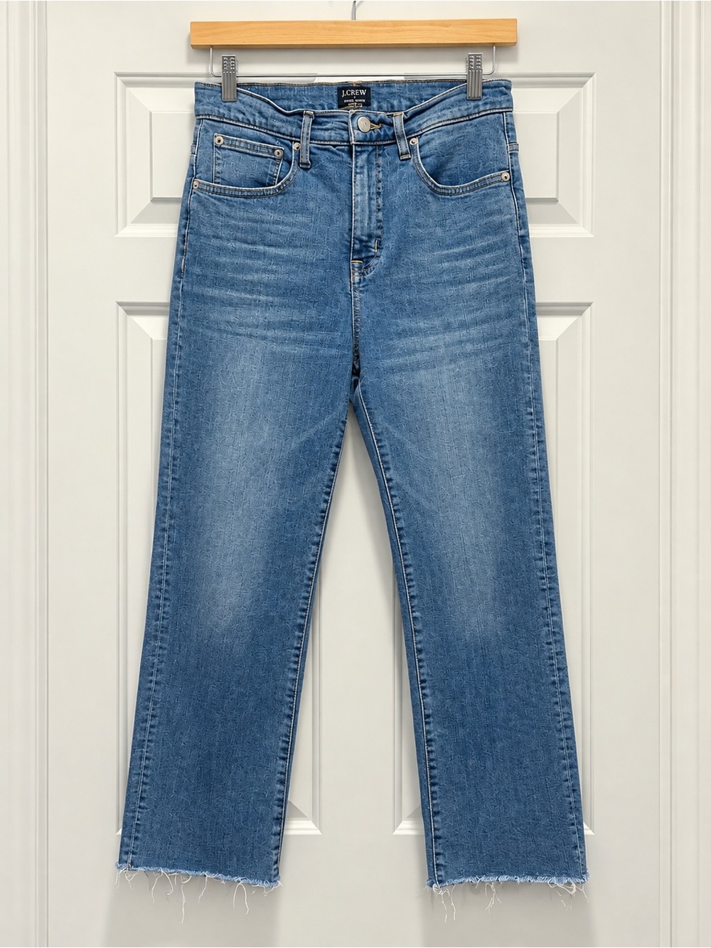 J.Crew High Rise Slim Wide Leg Jeans Size 28 Raw Hem Medium Wash